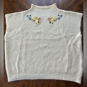 Butter Yellow Floral Embroidered Sweater Vest